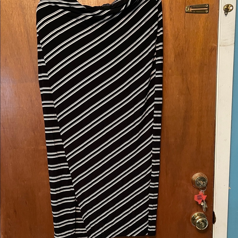 Black and White Striped Women's Skirt